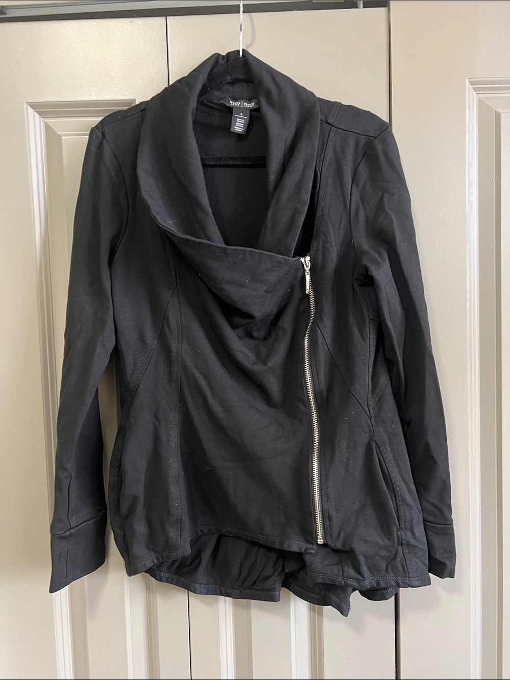 White House Black Market Black Asymmetrical Zip Blazer
